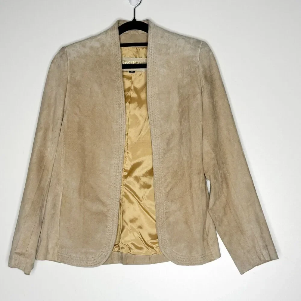 Vintage Deerskin Trading Post Genuine Leather Suede Open Jacket Women's Size 6